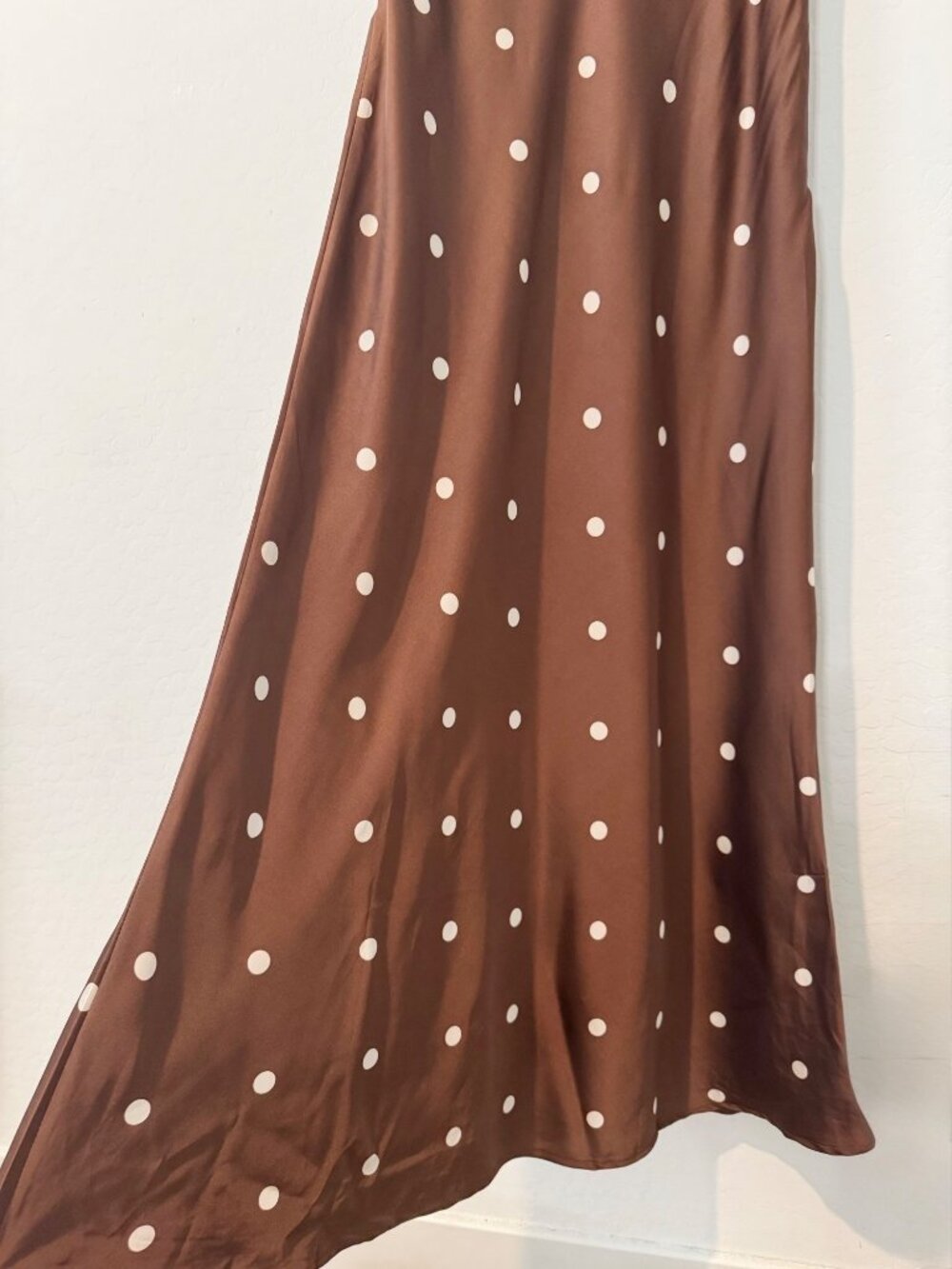 Petal and Pup Arella Maxi Dress Size 6 Brown Polka Dot Lace Trim Satin Romantic - Picture 6 of 14